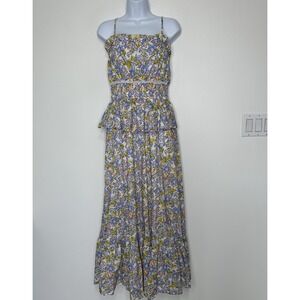 Fate Cottagecore Maxi Dress Size M Floral Tiered Smocked Sundress